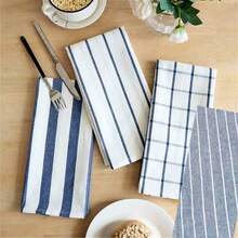 2/3/4/6pcs Cotton Kitchen Towel Set - Rectangular Woven Dishcloths, 100% Pure Cotton, Checkered And Striped Patterns, Can Be Used As Napkins, Tea Towels, Cleaning Cloths, Ideal Housewarming Gift