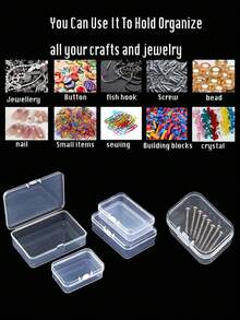 4 种尺寸透明塑料收纳盒，带盖 - 按扣/铰链式闭合，适用于存放扑克牌、集换式卡牌、办公用品、工艺品、珠宝、微缩模型 | 可堆叠透明收纳盒，适用于家庭和商业收纳
