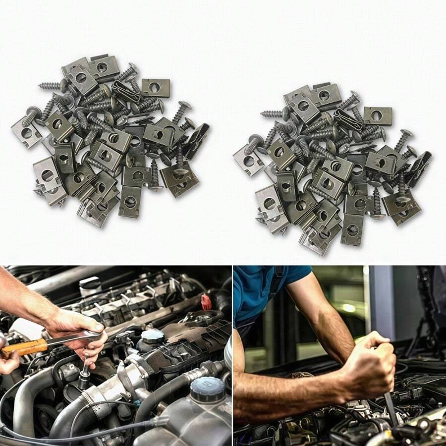 20pcs Car Screw Base U-Shaped Pads, Automotive Modification, Interior Bumper Screws, Prevent Loosening And Noise Caused By Driving Vibration