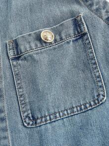 Pretty and Ole Đầm ôm sát cơ thể denim không tay cỡ lớn, màu xanh - Rửa nhẹ - Xem 6