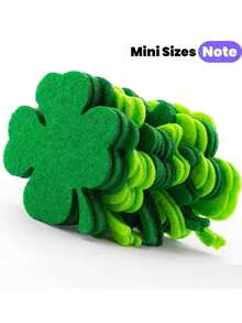 30片混合绿色毛毡四叶草，圣帕特里克节派对装饰，三叶草叶子贴纸，爱尔兰手工DIY工艺用品，毛毡布配件，宠物装饰和帽子/鞋子装饰，适用于拍照区、春夏复活节家居装饰、生日派对DIY工艺品 - 彩色 - 查看 2