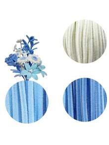 Blue & White Yarn Flower Craft Set, Upgraded DIY Handmade Kit, Suitable For Mother's Day, Graduation, Valentine's Day And Holiday Gifts, Yarn Craft Set, Blue & White Yarn Flower Set - Blue and White - View 3