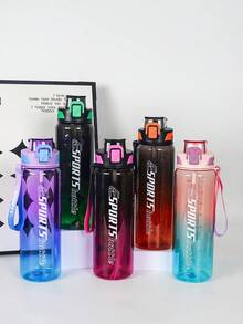 1pc 950ml/30oz Or 700ml/24oz Gradient Color Sports Straw Water Bottle, Large Capacity With Measurement Scale, Woven Handle For Easy Carrying, Bounce Back Straw, Portable & Durable, Suitable For Outdoor Sports, Fitness, Running, Camping, Also A Great Gift - Multicolor - View 8