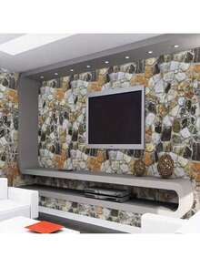 Colorful Stone Pattern Self-Adhesive Removable Wallpaper - Vinyl Contact Paper For Living Room Bedroom Office Wall Decor & Furniture Refinishing - Multicolor - View 5