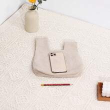 Borsa compatta e versatile classica, gilet in velluto a coste di colore solido alla moda, leggera e pratica per uscite casual ed eventi - Albicocca - Visualizzare 3