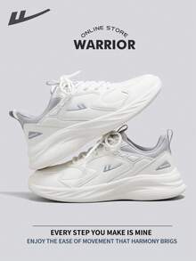 WARRIOR 女款时尚复古运动鞋，春夏轻便舒适透气，跑步鞋风格简约休闲，四季皆宜，耐磨耐穿，适合全天穿着，训练鞋，软底小白鞋 - Full PU Leather Upper白/灰 - 查看 9