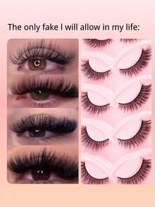 5 Pairs Luxurious Fluffy Strip Lashes, 3D Faux Mink False Eyelashes, Thick & Wispy Cat Eye Lashes, Soft Lightweight Reusable False Lashes, Natural To Dramatic Eye Makeup Look, Suitable For Daily Wear, Wedding, Party, Christmas, Halloween, Valentine's Day And Thanksgiving, Fluffy Fake Eyelashes Strip Lashes, Lashes, Eyelashes, Fake Lashes - Criss Cross lashes - View 9