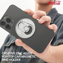 Coca Cola Alloy Magnetic Pull-Tab Phone Ring Holder T14 Co-Branded Multifunctional Magnetic Metal Phone Stand Spring Gift - Silver - View 9