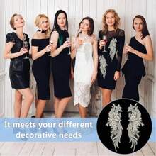 1 Cặp họa tiết hoa thêu đính đá lấp lánh thủ công cao cấp, thích hợp cho váy dạ hội, váy cưới, trang phục khiêu vũ, vest, lấp lánh và dễ may hoặc dán. - Màu tím - Xem 6