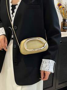 2026新款女士金属装饰独特设计单肩斜挎包 - 金色 - 查看 5