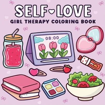 24 Pages - 130g, Cute Healing Slogan Coloring Book, Paper Notebook, Sweet Healing Style, Healing Slogan Elements, Black And White Color Scheme, Leisure Doodle Coloring, Suitable For Stationery, School Supplies, Perfect Gift For Girls, Wedding Season, Mother's Day
