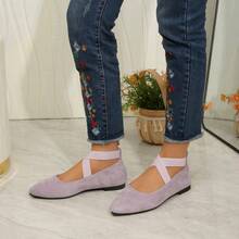 Zapatos de mujer: Zapatos negros de punta clásicos de moda, zapatos blancos, zapatillas de deporte de punta, mocasines, bailarinas, zapatos ligeros, transpirables y cómodos, estilo académico, zapatos con correa elástica cruzada, zapatos de corte bajo, adecuados para fiestas, escuela, uso diario, oficina, calle, fitness al aire libre, senderismo - Púrpura malva - Ver 5