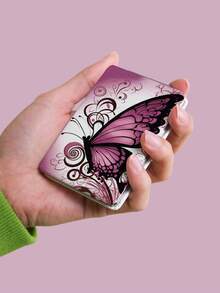 1 pièce Miroir de poche compact pliable de la série de dessins animés Y2K, léger, ultra-fin, miroir à main portable en PU, convenant à de multiples scénarios, avec des éléments classiques comme papillon, fleur, rose, cœur, lèvres, nœud, imprimé léopard, structure de pliage délicate, résistant aux rayures, fiable, facile à transporter - Multicolore - Voir 6