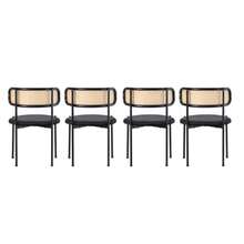 Velvet Dining Chairs, Set Of 4, Modern And Simple Lounge Chairs With Four Metal Support Legs, Rattan Lounge Chairs, Living Room And Bedroom Chairs - Black - View 6