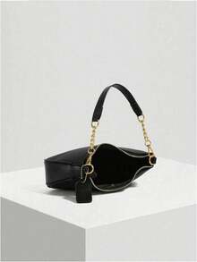 Solid PU Crossbody Underarm Bag For Women, Waterproof Shoulder Purse For Shopping & Mother's Day Gift - 黑色 - 查看 5