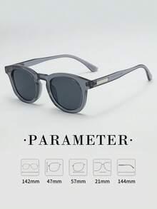 1 st. unisex retro ovala små bågar minimalistiska snygga modeglasögon, lämpliga för resor, fritid, fest, vardagsbruk - grå ram svart och grå bit - Visa 2