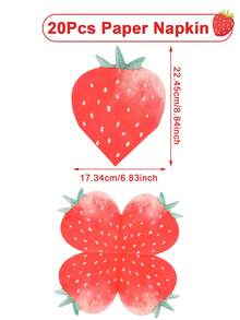 20 szt. serwetek z różowym wzorem truskawkowym, serwetki na pierwsze urodziny, serwetki truskawkowe, dekoracja na pierwsze urodziny, zastawa stołowa na piknik, dekoracja na baby shower, akcesoria na przyjęcie z okazji ujawnienia płci dziecka, dekoracje na przyjęcie dla chłopców/dziewcząt, akcesoria na baby shower, dekoracje na pierwsze urodziny - truskawka - Zobacz 4