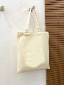 10pcs/Set Women Simple Canvas Tote Bag, Open-Top Canvas Shoulder Bag, Handbag, Simple Schoolbag For Elementary, High School, College Students, File Folder, Travel Bag