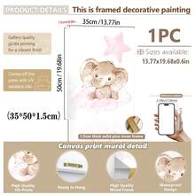 Tranh treo tường bằng vải canvas màu hồng chủ đề động vật rừng - Gấu bông, Voi, Hươu cao cổ, thích hợp trang trí phòng trẻ em, nhà trẻ, mẫu giáo, phòng bé trai, phòng ngủ bé gái, trang trí phòng trẻ em, trang trí ngày Valentine. - Nhiều màu - Xem 18