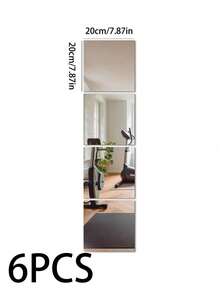 8pcs Acrylic Glass Full Body Mirror Wall Stickers, 20cm X 20cm, Frameless, Suitable For Bedroom, Home Gym Wall Decor, Shatterproof, Can Be Used For Bathroom, Vanity, Wallpaper, Wall Decals, Peel And Stick. - Multicolor - View 12