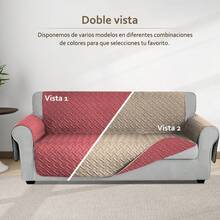 AMOROSA Couch Cover - Burgundy/Khaki - View 2