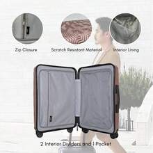 JLY 3-Piece Luggage Set Hard Shell Suitcases ABS+PC, Spinner Wheels, TSA Lock, Lightweight Travel Set - 玫瑰金色 - 查看 8