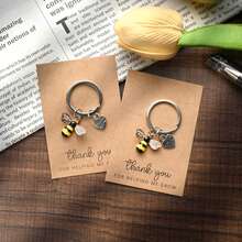 Thank You Gratitude Card Heart Keychain Holiday Card Small Postcard, Employee Appreciation, Encouragement Blessing Close Friends - Ladybug Keychain - View 4