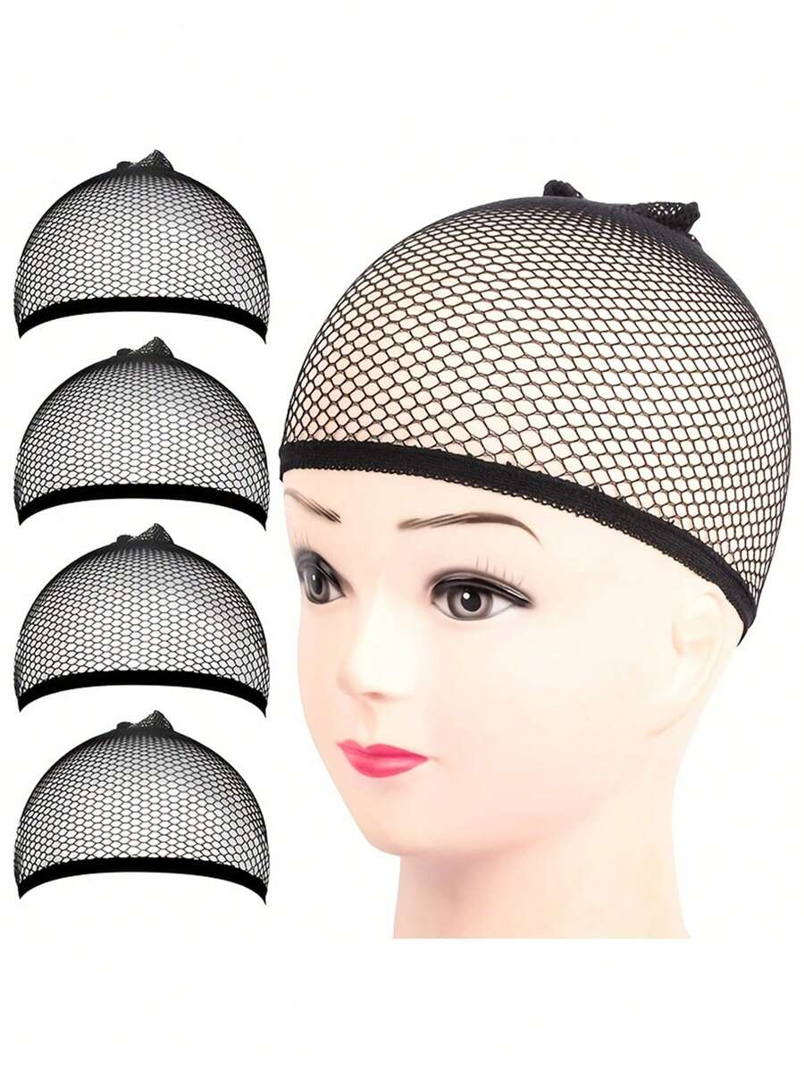 4 Pieces Hair Nets Open Ended Wig Cap Mesh Stocking Caps Weaving Wig Hairnet For Women - Black - View 1