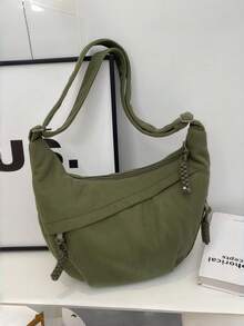 1个灯芯绒多功能拉链校园单肩包，简约百搭学生文具包，新款大容量高端时尚通勤单肩包，可装笔记本电脑、平板电脑和其他学习用品，适合各种场合 - 彩色 - 查看 5