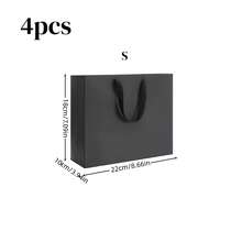 4个黑色礼品袋，带结实手柄 - 多种尺寸可选，大小尺寸组合，适用于礼品包装、糖果、购物等场合，适合婚礼、生日派对、母亲节、商务、精品店、派对回礼等。