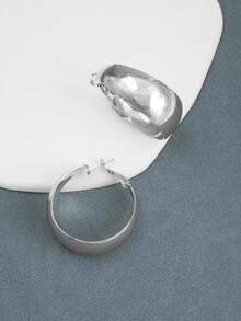 一对优雅、有氛围、百搭、复古、欧美风格、简约、小众、独特的耳环 - 銀色 - 查看 4