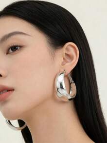 一对优雅、有氛围、百搭、复古、欧美风格、简约、小众、独特的耳环 - 銀色 - 查看 1