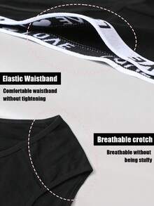 6条装女士低腰内裤套装，字母腰带，舒适性感，无痕女士内衣，黑色短裤，适合万圣节、秋季穿着 - 彩色 - 查看 5