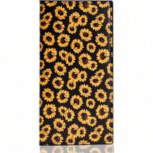 Premium Leather Checkbook Cover For Men And Women Checkbook Holder Wallet RFID Blocking - Sunflower - 查看 1