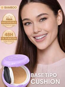 Base Cushion Líquida Larga Duración 48H | Maquillaje Profesional Efecto Piel Perfecta | Base Compacta Hidratante Resistente al Agua | Cosmético para Mujer Uso Diario Regalo Ideal Maquillaje Cosmética para Mujeres Niñas Perfecto para Invierno Ideal para Y2K Elegante Moda Adecuado para Cumpleaños Regalo Fiesta Listo Mejor Color - Bamboo - Ver 2