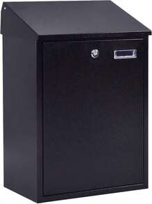 Wall Mounted Mailbox With Large Spaces, Lockable Letterbox With Cover & 2 Keys, Weather Resistant Postbox, Easy To Assemble, Premium Galvanized Steel (Black) - Black - View 7