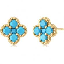 Stud Earrings For Women Gold Flower Four-Leaf-Clover 12 Month Birthstone 14K Small Simple Hypoallergenic Birthday Gift Jewelry - Ngày 12 tháng 12 - Xem 9