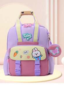 Cute Rabbit Design Lightweight & Comfortable Casual Backpack, Versatile Student Shoulder Bag, Simple Campus Backpack