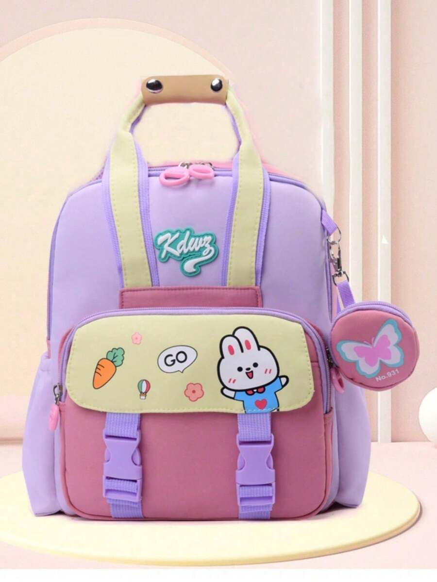 Cute Rabbit Design Lightweight & Comfortable Casual Backpack, Versatile Student Shoulder Bag, Simple Campus Backpack