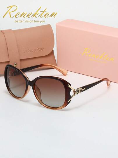 RENEKTON 时尚女士太阳镜，偏光渐变狐狸头镂空砖纹太阳镜，采用TAC材质，轻便耐用，适合驾驶、户外活动、派对、优雅场合、摄影、旅行、休闲，是送给男士和女士的理想礼物（生日、情人节、夏季、婚礼、斋月），日常及特殊场合皆宜，时尚镜框，佩戴舒适，简约百搭，男女皆宜的礼物之选，高端品牌节日礼品精品太阳镜，夏季套装，礼盒套装，教师节，返校季。