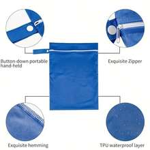 Multipurpose Waterproof Storage Bag, Single Pocket, 11.8"X15.7", Durable & Washable - Perfect For Diapers, Travel Essentials, Etc. - Available In Gray, White, Red, Green, Blue, Black - Multicolor - View 5