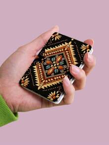 1pc Bohemian Floral Compact Makeup Mirror, Foldable, Lightweight, Ultra-Thin, Durable PU Leather, Suitable For Various Occasions, Travel, Gatherings, Work, School, Suitable For All Ages