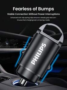 PHILIPS PD+QC 3.0 隐形快充车载手机充电器适配器 2 端口 USB 车载充电器 Type-C PD 快充 3.0 车载充电器