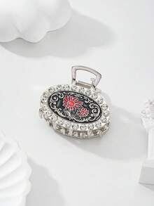 女士发饰，锌合金材质，圆形图案雕刻向日葵，饰以珍珠和水钻，适合工作、派对、庆典、生日礼物、旅行等场合佩戴。 - 彩色 - 查看 4