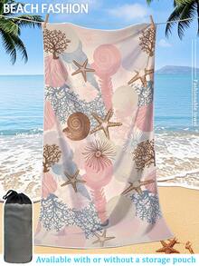 1pc Ocean Series Coral Print Beach Towel - Large Size, Super Soft Quick-Dry, Waterproof And Sand-Proof. Perfect Vacation Essential For Pool, Beach, Yoga, And Outdoor Adventure. Bathroom Decor Camping & Travel Towels - Multicolor - View 12