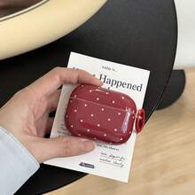 Retro Red Polka Dot Earphone Case With Hanging Ring, Cute Protective Cover Compatible With Airpods Pro 2, Compatible With Airpods Pro, 4, Minimalist 3, 1/2, For Women - Red - View 1
