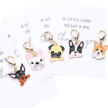 Thank You Card Cute Cartoon Pet Keychain Alloy Dog Bag Pendant Holiday Small Postcard Employee Appreciation Encouragement Blessing Close Friends - Corgi - Xem 2