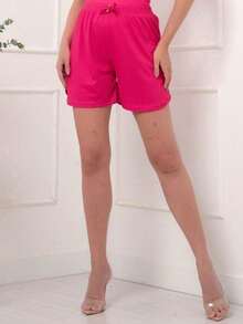 Ribbed Shorts, Light And Comfortable Look - 粉色 - 查看 4
