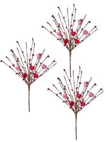 Valentine's Day Gift Artificial Red Berries Branches, Heart-Shaped Berry Decor, Fake Berries, Floral Branches, Gift For Girlfriend, Home Living Room, Wedding Decoration, Tabletop Decor, Photography Props - Multicolor - View 10