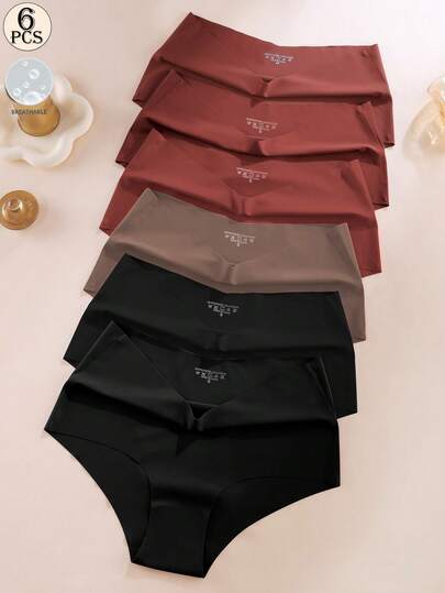 Aofeiqike 6 piezas de bragas de mujer de talla grande con cintura alta, bragas de seda de hielo sin costuras, sexy y transpirables, ropa interior suave y cómoda